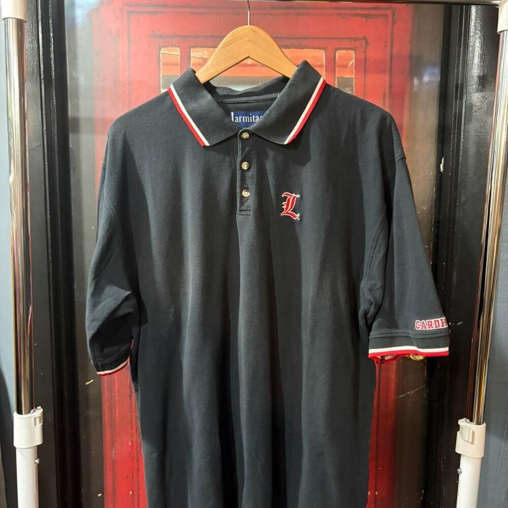 Vintage 1990s Louisville Cardinals Black Armitage Short Sleeve Polo XXL NCAA